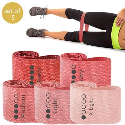 China Polyester Fabric Fitness Pull Up Resistance Elastic Squat Booty Exercise Hip Resistance Band Pink Fabric for sale