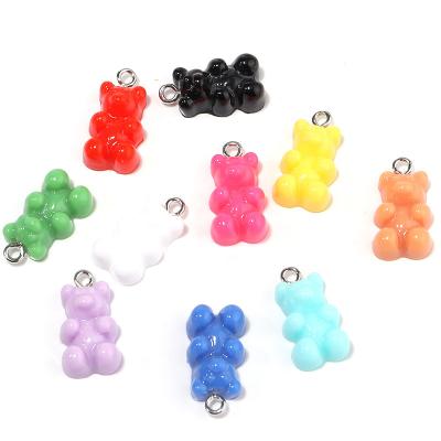 China TRENDY 10Piece Cartoon Bear Acrylic Solid Colorful Flat Pendant For Jewelry Making for sale