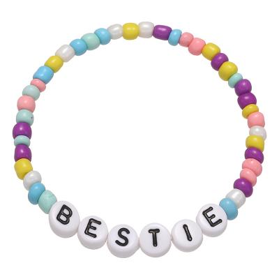 China Oil Drip Amazon Hot Sale Acrylic Alphabet Beads Bracelet Encourage Positive Energy English Word Rice Beads For Kids for sale