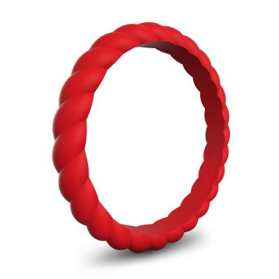 China Fashion 3mm Twist Silicone Logo Environmental Friendly Narrow Ring Customized Wedding Ring For Women for sale