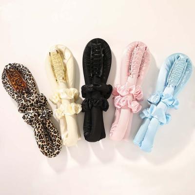 China New Rubber Heatless Curling Hair Rollers Rod Headband No Heat Curler Silk Ribbon Hair Rollers for sale