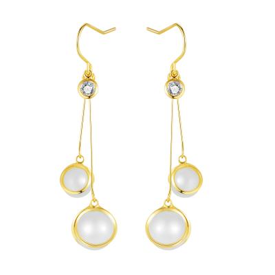 China Gold Plated Best Selling Long Pearl Drop Earrings Jewelry For Women for sale