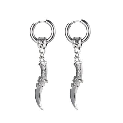 China Hiphop fashion stainless steel circle earrings hiphop alloy dagger drop earring for men and women for sale