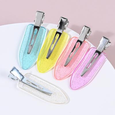 China Amazon Hot Selling Sweet Glitter No Bend Seamless Hairpin Candy Color No Crease Hair Clips For Women for sale