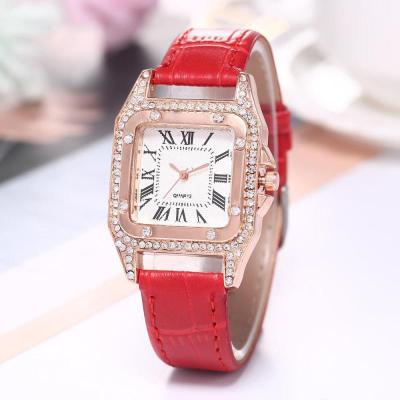 China Unisex Casual Electronic Strap High Quality Diamond Classic PU Diamond Student Roman Square Ladies Watch for sale