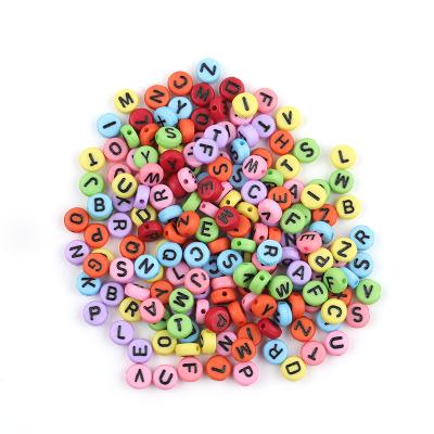 China 100pcs Oil Drip Mixed Acrylic Round Flat Alphabet Letters Loose Spacer Beads For Jewelry Making DIY Bracelet Necklace for sale