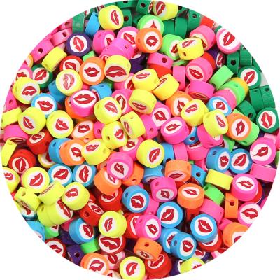 China Pearl Blowing 50pcs/Lot 10mm Clay Spacer Beads Oval Lips Beads Polymer Clay Beads Bracelets Women Handmade Accessories For Jewelry Making DIY for sale