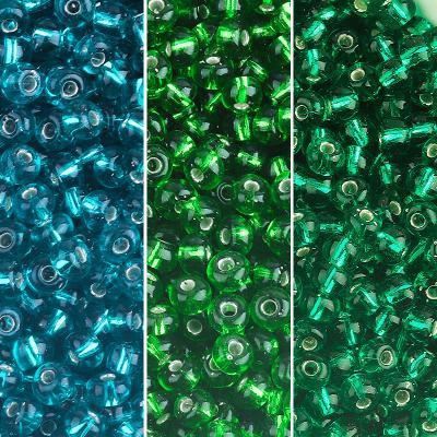 China DIY Jewelry Making Wholesale Silver Glass Beads 4mm Rice Filling Colorful Round Loose Bead For DIY Jewelry Making for sale