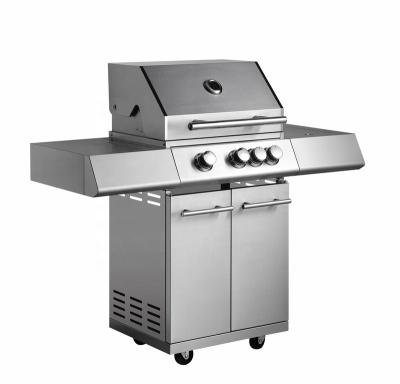 China Easily Assembled Stainless Steel 3 Burner Gas BBQ Grill With Cart for sale