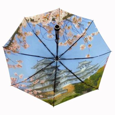 China Contemporary Civil High Quality Christmas Tree Print 3 Fold Manual Umbrella for sale