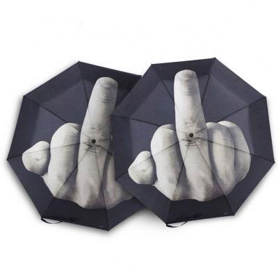 China Minimalist Free Sample Low MOQ Customized Design Unique Middle Finger Funny Umbrella for sale