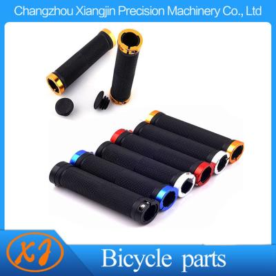 China Mountain Bike BMX Rubber Handle Grips with Aluminum Rings  Floding Locking Bicycle Handlebar Grips for sale