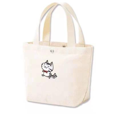 China Portable Manufacturers In China Luxury Custom Logo Portable 8 Ann Canvas Silk Screen Beige Plain Tote Bags for sale