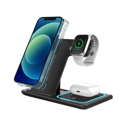 China 3 in 1 Wireless Charger Trending Magnetic Foldable Wireless Charger 15W Travel 3 in 1 Charging Station for Apple Watch Airpods iPhone for sale