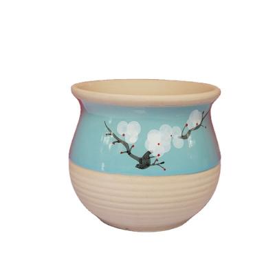 China High Quality 11cm High Plum Blossom Small Pottery Flower Design Blue Flower Pot Durable High Quality Creative Diameter 11.5 Pot for sale