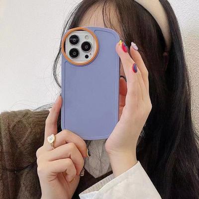 China Fancy 2021 New Arrival Shockproof Colorful Cute Camera Contrast Matte Soft Silicone Mobile Phone Case Round Shape for sale