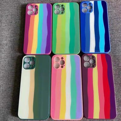 China Best Selling Colorful Soft Fashion Rainbow Shockproof TPU+PC Phone Cover For iphone 12 pro max phone 11 case for sale