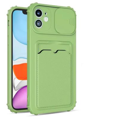 China Card Slot Phone Case Slip Window Phone Shell Shockproof Shockproof Card Holder for IPHONE 13 12 11 PRO MAX Samsung S21 S20 ultra for sale