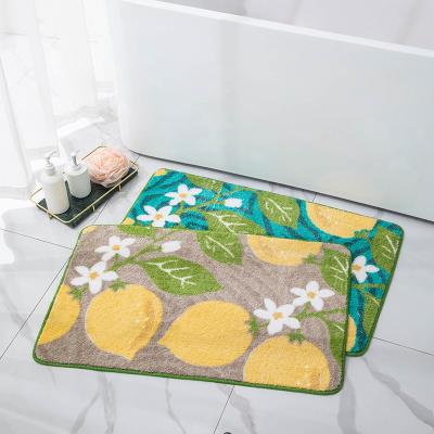 China Bathroom Washable Water Absorbent Anti Slip Loop Pile Printed Bath Mat for sale