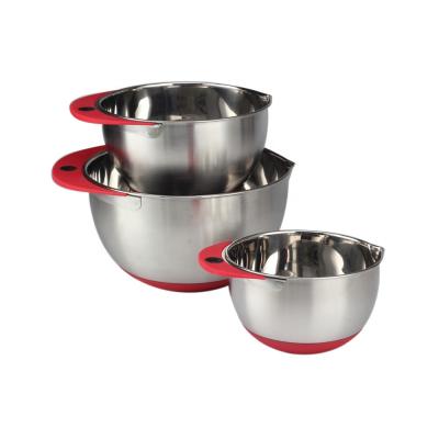 China Sustainable mixing bowl, premium quality stainless steel interlocking mixing bowl set, non-slip handle and bottom for sale