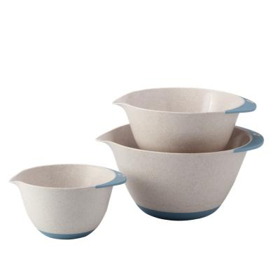 China Sustainable 3 Piece Plastic Mixing Bowl Set - Interlocking Mixing Bowls With Rubber Grip Handles Easy Pour Spout And Non-Bottom Slide For Kitchen for sale