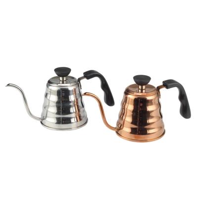 China Sustainable Gooseneck Kettle 750ml Coffee Spill Over Kettle, Stovetop Coffee Kettle, Silver Or Copper for sale