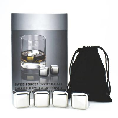 China Disposable Whiskey Stones - Gift Set of 4 Stainless Steel Rocks Velvet Cooling Freezer Bag for Whiskey, Juice for sale