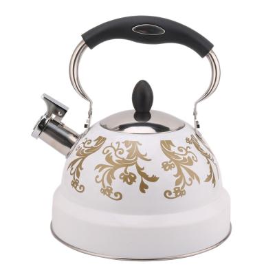 China High Quality Sustainable Gold Flower Pattern Whistling Stainless Steel Whistling Kettle for sale