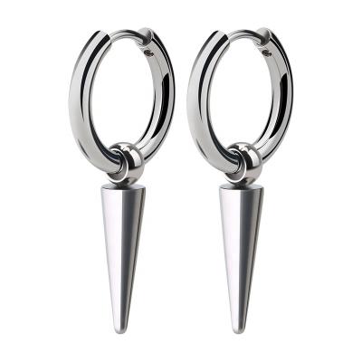 China Environmentally friendly stainless steel ear cone titanium steel earrings European and American pointed buckle earrings for sale