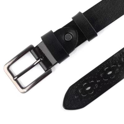 China Fashion.Casual pure Korean style jeans style men's and women's pin buckle cowhide soft hollow hollow belt for sale