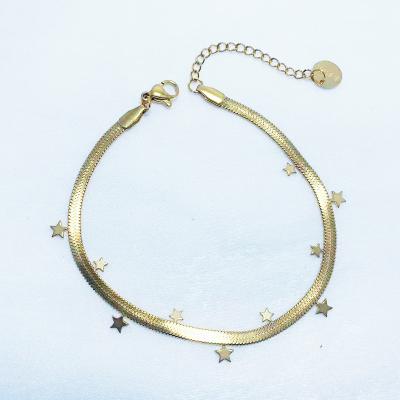 China Environmentally friendly European and American gold titanium high sense chain bone snake chain blade steel bracelet for sale