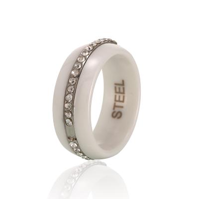 China Luxury Fashion Personality Diamond Ring Environmentally Friendly Female Ceramic Simple Light Trendy Ring for sale