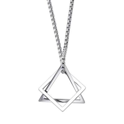 China Environmentally friendly titanium steel triangle hip hop square hip hop necklace men's and women's sweater chain necklace for sale