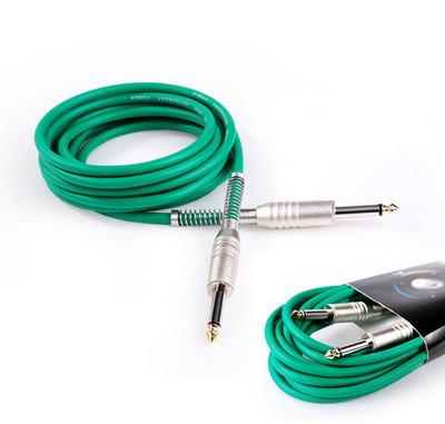 China Fashionable Professional Guitar Cable High Quality 3m Guitar Accessories Green Colorful Guitar Cable for sale