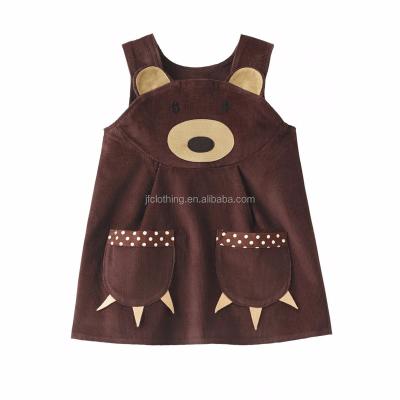 China Big Kids 2-6Y Girls Winter Viable Dresses Sleeveless Bear Applique Corduroy Dresses (CD933#brown) For Girl for sale