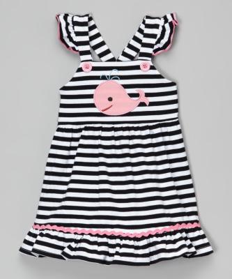 China Casual Cotton Tank Dress Whale Stripe Baby Dress Cross Back Summer Kids Maxi Dresses for sale