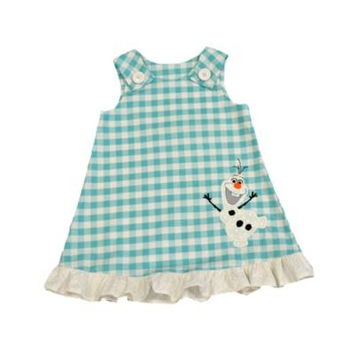 China Olaf Dress Girl Birthday Dress Casual Frozen Cotton Woven Plaid Gingham Kids Dress for sale