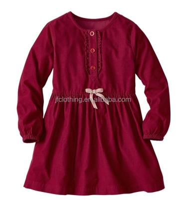 China (CD901#) OEM 2-10Y Fancy 21W Corduroy Baby Dress Breathable Dress Designs Winter Long Sleeve Girl Dress Dress for sale