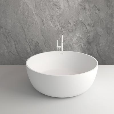 China BS-8615 Top Selling Villa Stain-resistant Bathroom Round Solid Outdoor Artificial Stone Resin Freestanding Bathtub for sale