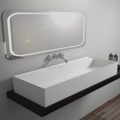 China Modern Corner Sink Rectangle Solid Surface Countertop Stone Single Toilet Basin Bs-8354 for sale