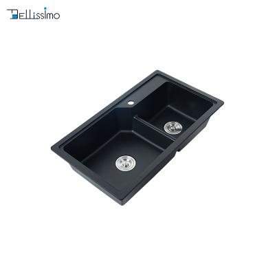 China Ld-Sp01 Modern High End Farmhouse Undermount Artificial Quartz Granite Kitchen Sink With Brackets for sale