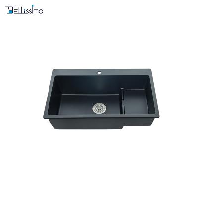 China Modern Ld-Dn01 Customized Hotel Restaurant Farmhouse Granite Quartz Composite Stone Kitchen Sink for sale