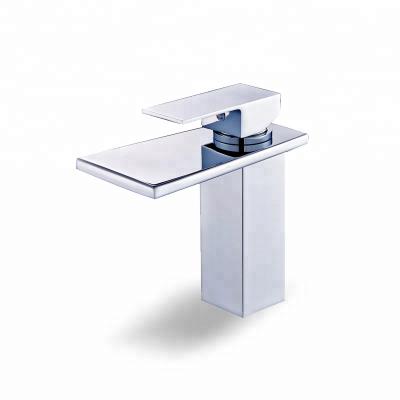 China Eco-friendly High Standard Waterfall Design Style Bathroom Deck Mounted Mixer Tap Wash Hand Basin Countertop Water Cold-Hot Brass Faucet for sale