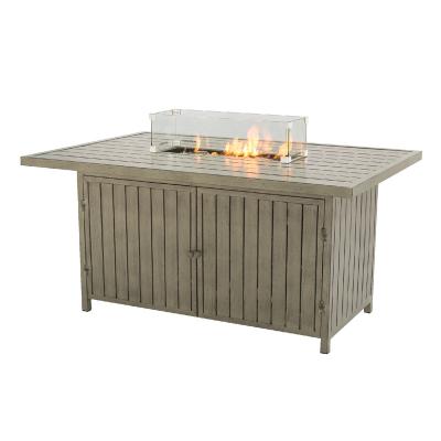 China Hot-selling Products Courtyard Garden Furniture Rectangle Aluminum Gas Fire Pit Stocked Table for sale