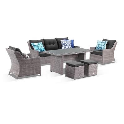 China Gray Conversation Time Rattan Sofa Set 4 Pieces Heavy Duty Wicker Rattan Set for sale