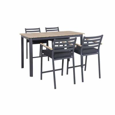 China Weather Resistant Outdoor 5-Piece Bar Table And Chair Garden Set Aluminum Patio Furniture for sale