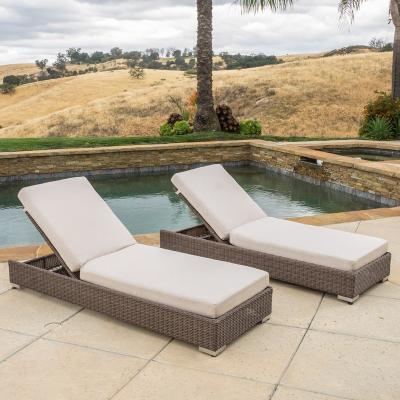 China Modern Outdoor Wicker Rattan Sun Lounge Chair with Cushions (set of 2) for sale