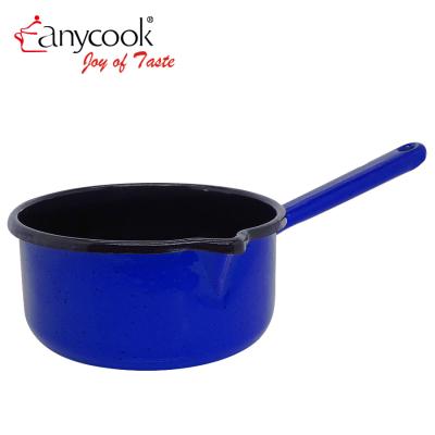 China Anycook porcelain enamel sauce pan milk pot enamel utensils sustainable casserole and cookware set for soup pot flat cooking pot for sale