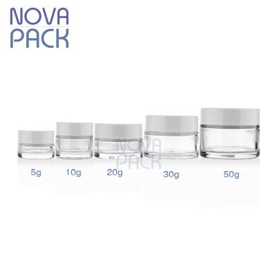 China Packaging Containers Glass Jar 5ml 10ml 15ml 20ml 30ml 50ml Sizes Face Cream Jar Cosmetic Clear Balm Detergent Multiple Clear Balm With Lid for sale