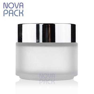 China Wholesale Cosmetic Packaging 100g 100ml Wide Mouth Frosted Cosmetic Jars Clay Hair Wax Pomade Glass Facial Jar With Silver Lid for sale